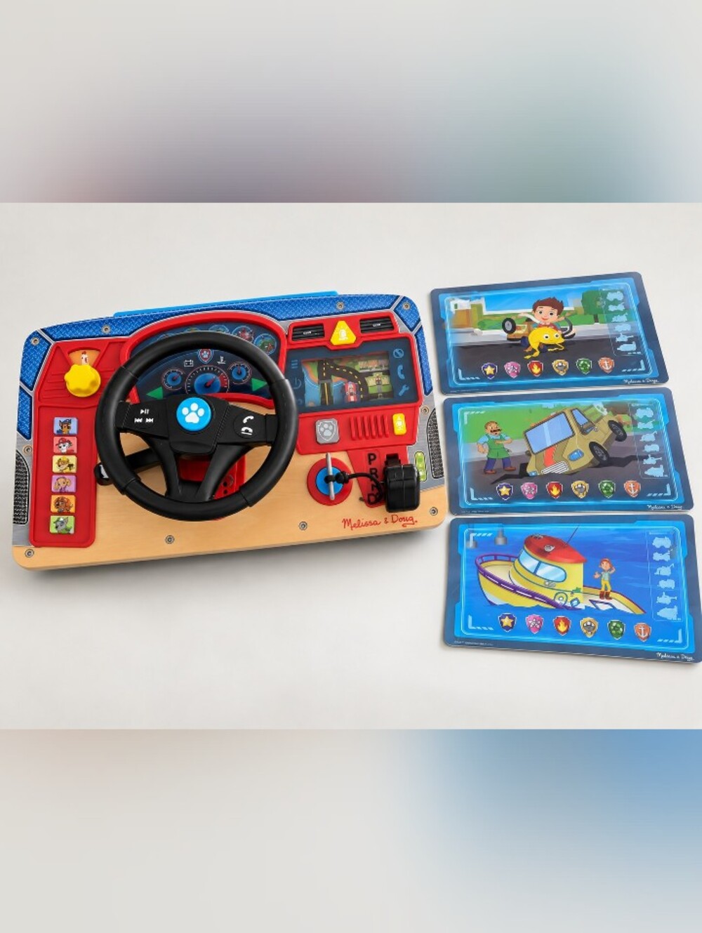 Melissa & Doug PAW Patrol Driving Dashboard Steering Wheel 3 Windshield Cards